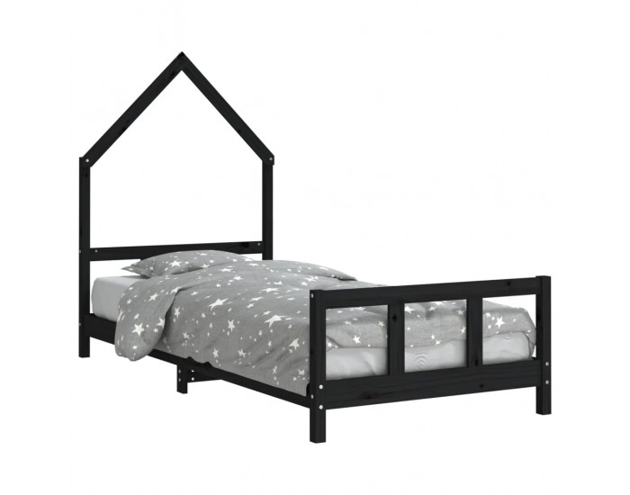 Sonata H Рамка за детско легло, черна, 90x200 см, масивно борово дърво