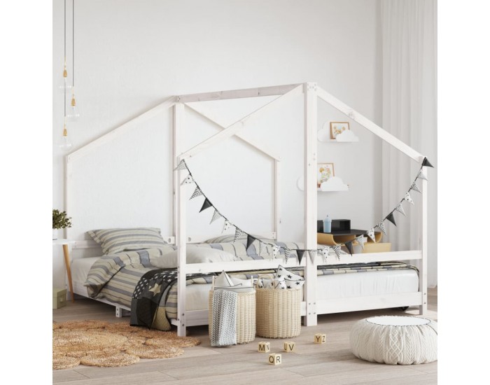 Sonata H Рамка за детско легло бяла 2x(90x190) см борово дърво масив