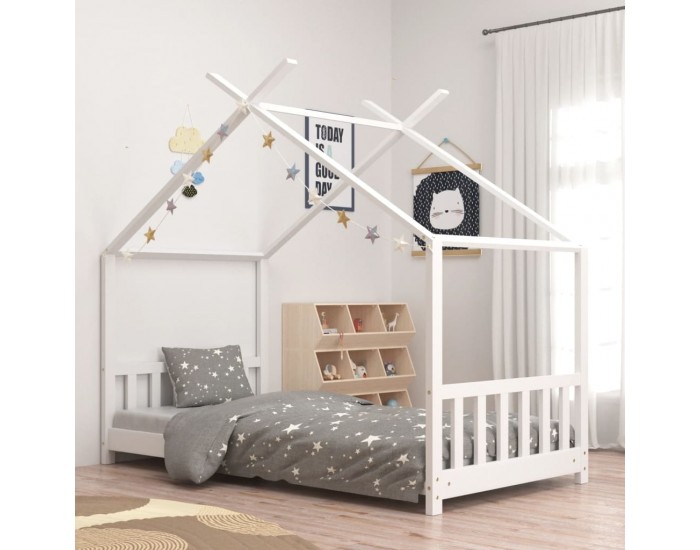 Sonata H Рамка за детско легло, бяла, бор масив, 70x140 см