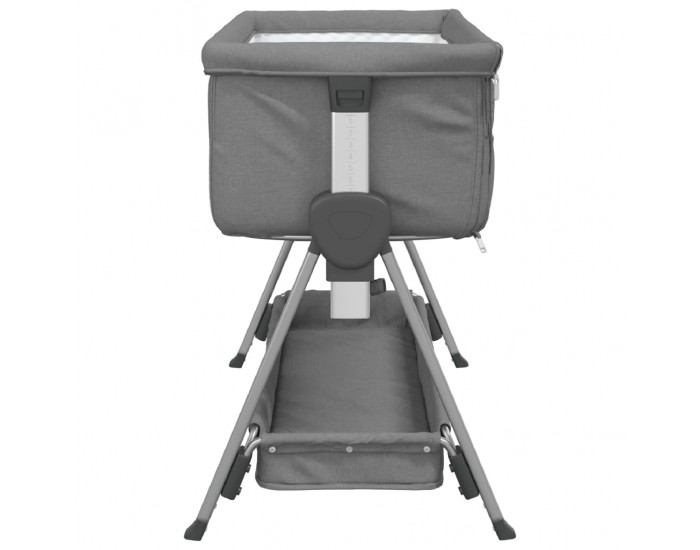 Sonata H Бебешко легло с матрак, тъмносив, ленен плат