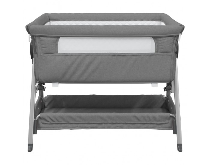 Sonata H Бебешко легло с матрак, тъмносив, ленен плат