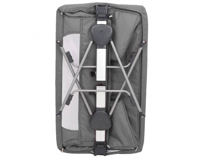 Sonata H Бебешко легло с матрак, тъмносив, ленен плат