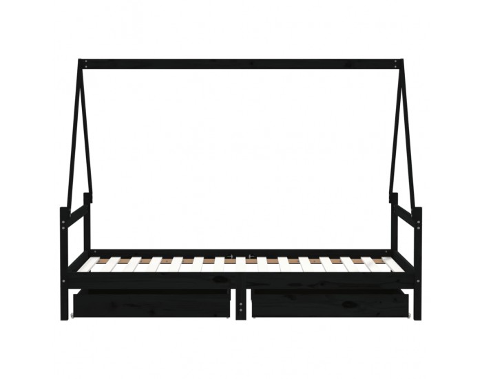 Sonata H Детска рамка за легло с чекмеджета, черна, 90x190 см, бор масив