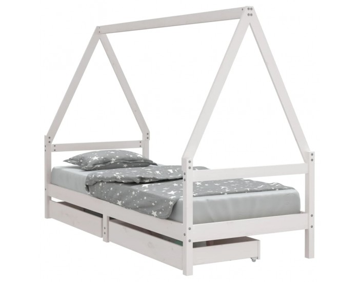 Sonata H Рамка за детско легло с чекмеджета, бяла, 80x200 см, чам масив