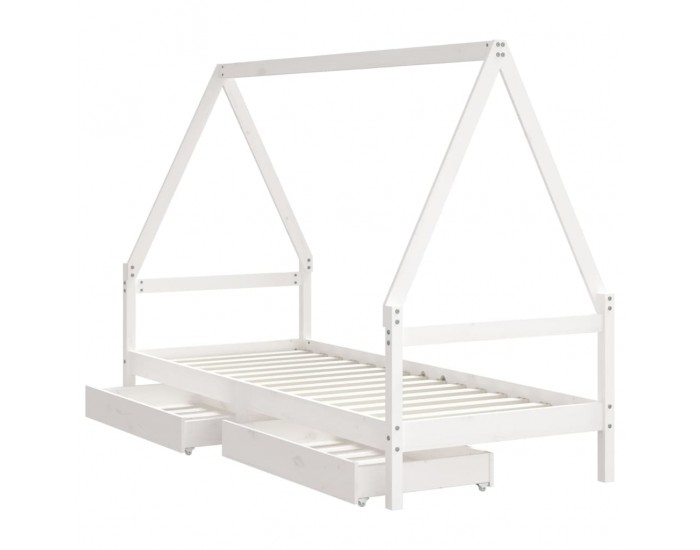 Sonata H Рамка за детско легло с чекмеджета, бяла, 80x200 см, чам масив
