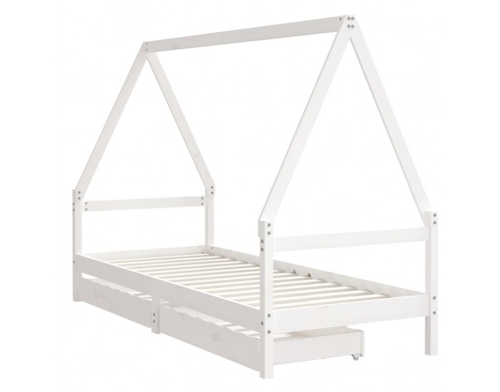 Sonata H Рамка за детско легло с чекмеджета, бяла, 80x200 см, чам масив
