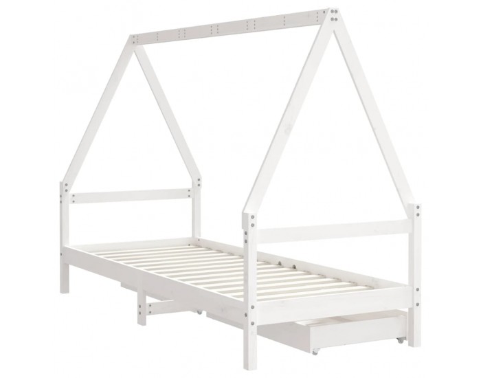 Sonata H Рамка за детско легло с чекмеджета, бяла, 80x200 см, чам масив