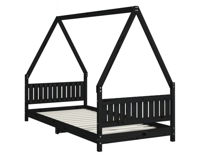 Sonata H Рамка за детско легло, черна, 90x200 см, масивно борово дърво