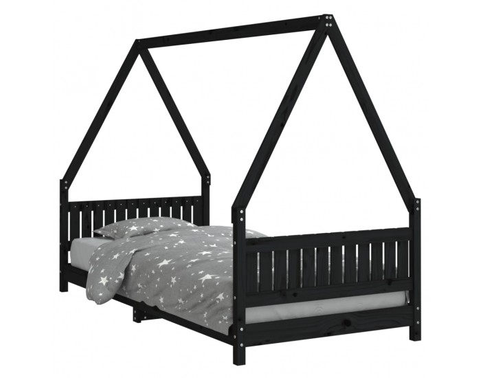 Sonata H Рамка за детско легло, черна, 90x200 см, масивно борово дърво