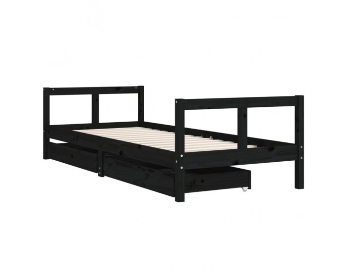 Sonata H Рамка за детско легло с чекмеджета, черно, 80x200 см, чам масив