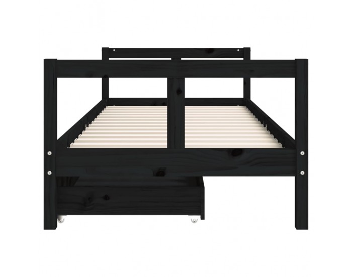 Sonata H Рамка за детско легло с чекмеджета, черно, 80x200 см, чам масив
