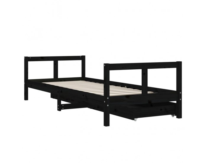 Sonata H Рамка за детско легло с чекмеджета, черно, 80x200 см, чам масив