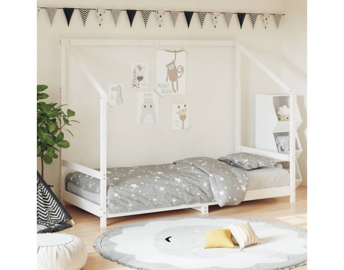 Sonata H Детска рамка за легло, бяла, 90x190 см, бор масив