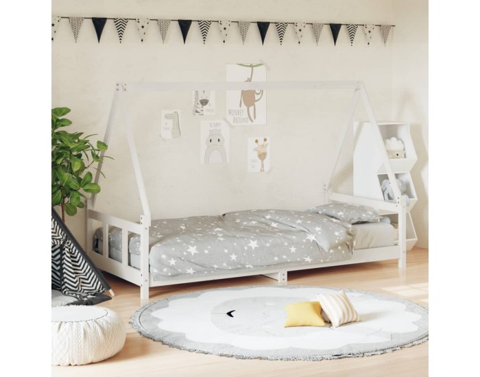 Sonata H Детска рамка за легло, бяла, 90x190 см, бор масив