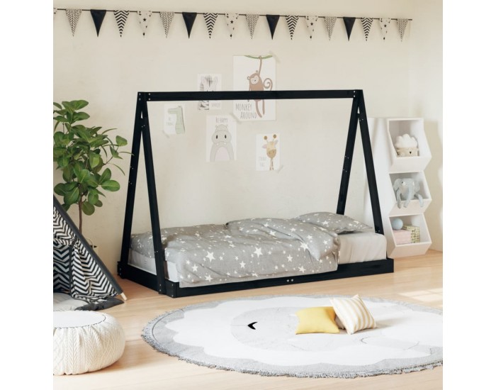 Sonata H Рамка за детско легло черна 80x160 см масивно борово дърво