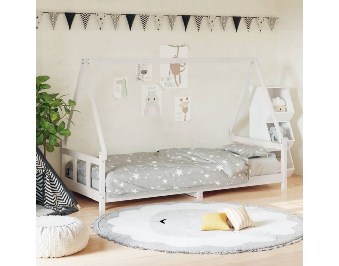 Sonata H Рамка за детско легло бяла 90x200 см масивна борова дървесина