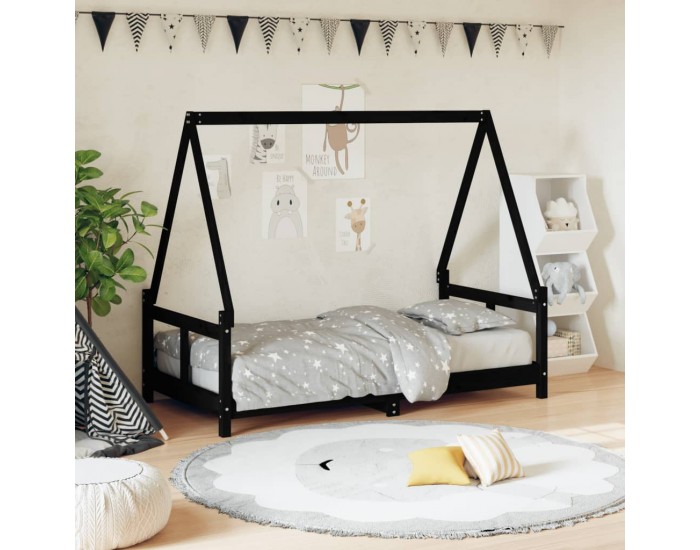 Sonata H Рамка за детско легло черна 80x160 см масивно борово дърво