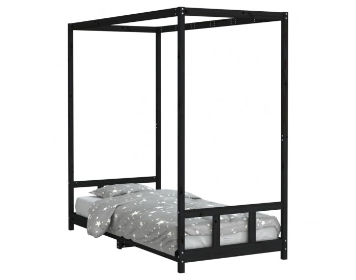 Sonata H Рамка за детско легло, черна, 90x200 см, масивно борово дърво