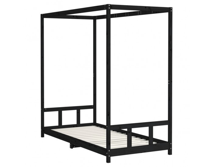 Sonata H Рамка за детско легло, черна, 90x200 см, масивно борово дърво