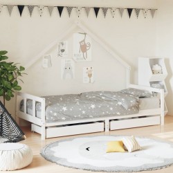 Sonata H Рамка за детско легло с чекмеджета, бяла, 90x200 см, бор масив - Детски легла