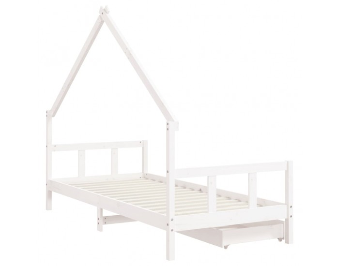 Sonata H Рамка за детско легло с чекмеджета, бяла, 90x200 см, бор масив