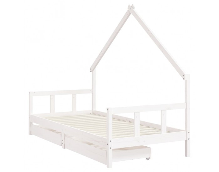 Sonata H Рамка за детско легло с чекмеджета, бяла, 90x200 см, бор масив