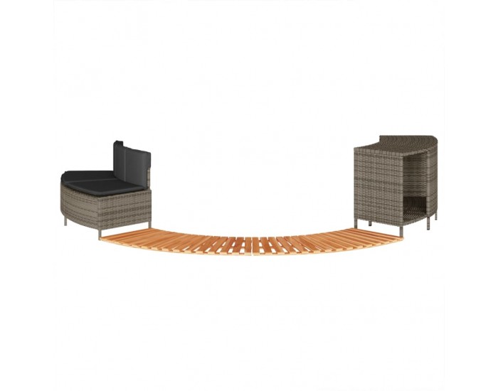 Sonata H Ограждение за джакузи, сиво, полиратан и масивна акация