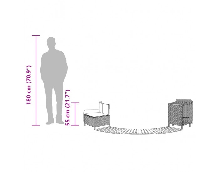 Sonata H Ограждение за джакузи, сиво, полиратан и масивна акация