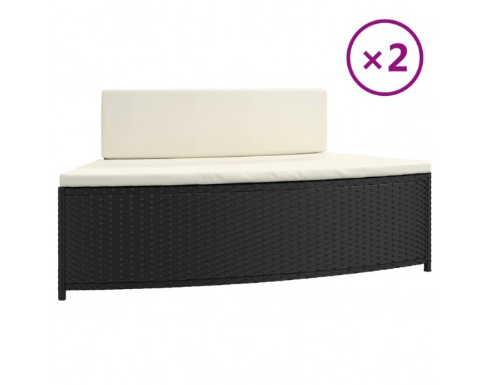 Sonata H Спа пейки с възглавници 2 бр черни полиратан