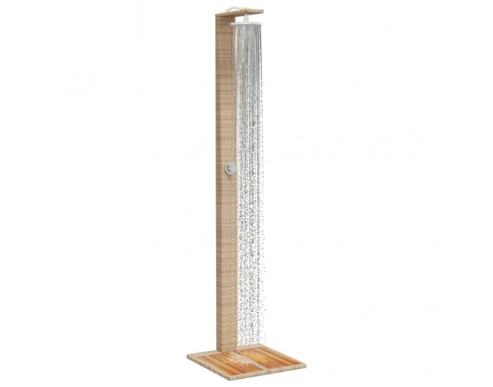 Sonata H Външен душ бежов 50x55x224 см полиратан и акациево дърво