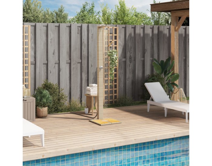 Sonata H Външен душ бежов 50x55x224 см полиратан и акациево дърво