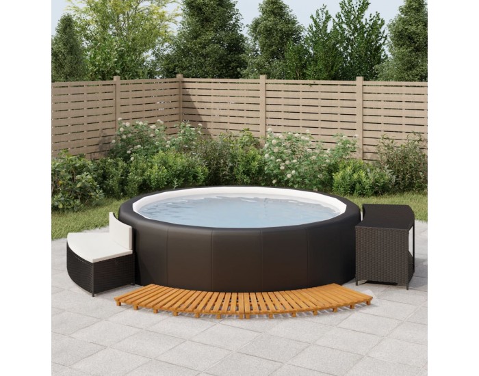 Sonata H Ограждение за джакузи, черно, полиратан и масивна акация