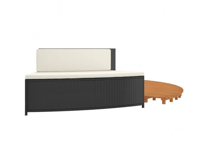 Sonata H Ограждение за джакузи, черно, полиратан и масивна акация