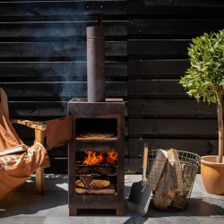 Esschert Design Печка за тераса с фурна за пица, ръждиво - Esschert Design
