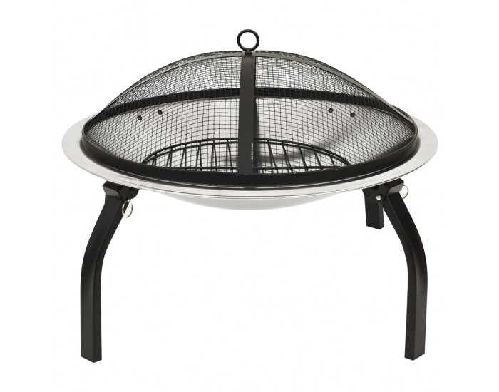 Sonata H Преносимо огнище барбекю 2-в-1, с ръжен, 56x56x49 см, инокс