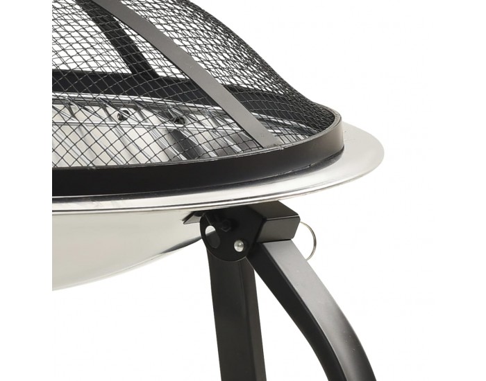 Sonata H Преносимо огнище барбекю 2-в-1, с ръжен, 56x56x49 см, инокс