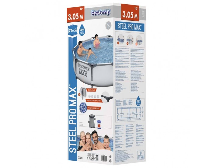 Bestway Steel Pro MAX Комплект плувен басейн 305x76 см Bestway Steel Pro MAX Комплект плувен басейн 305x76 см