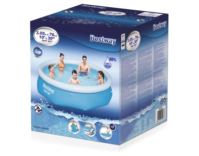 Bestway Fast Set Надуваем басейн, кръгъл, 305x76 см, 57266 Bestway Fast Set Надуваем басейн, кръгъл, 305x76 см, 57266