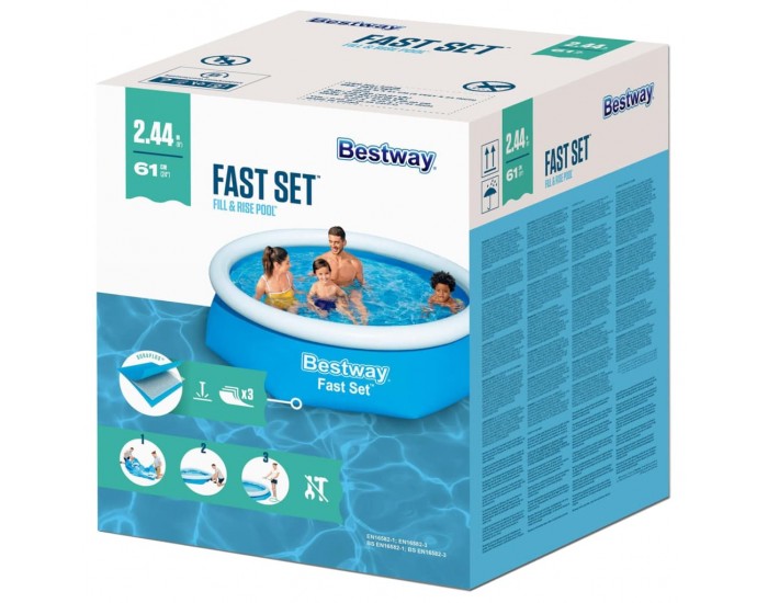 Bestway Fast Set Кръгъл надуваем басейн, 244x66 см, 57265 Bestway Fast Set Кръгъл надуваем басейн, 244x66 см, 57265