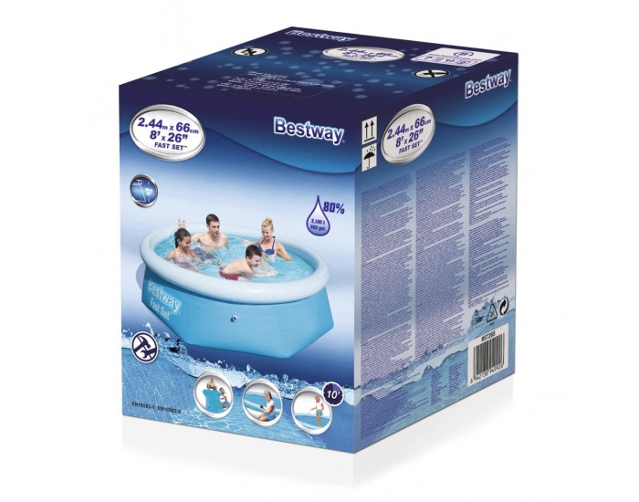 Bestway Fast Set Кръгъл надуваем басейн, 244x66 см, 57265 Bestway Fast Set Кръгъл надуваем басейн, 244x66 см, 57265