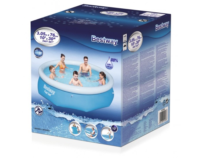 Bestway Fast Set Кръгъл надуваем басейн, 305x76 см, 57266 Bestway Fast Set Кръгъл надуваем басейн, 305x76 см, 57266