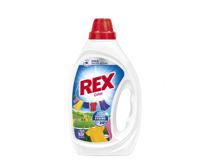 Rex Перилен препарат Color, гел, за цветно пране, 0.99 L, за 22 пранета Rex Перилен препарат Color, гел, за цветно пране, 0.99 L, за 22 пранета