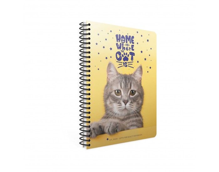 Gipta Тетрадка Catbook, бяла хартия, малки квадратчета, PP корица, със спирала, А4, 80 листа Gipta Тетрадка Catbook, бяла хартия, малки квадратчета, PP корица, със спирала, А4, 80 листа