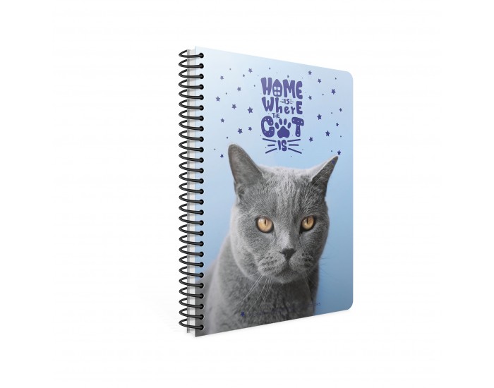 Gipta Тетрадка Catbook, бяла хартия, малки квадратчета, PP корица, със спирала, А4, 80 листа Gipta Тетрадка Catbook, бяла хартия, малки квадратчета, PP корица, със спирала, А4, 80 листа
