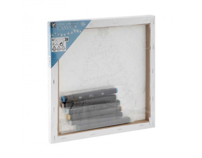 Craft ID Платно за оцветяване, с мотиви на преспапие, 30 х 30 cm, с 6 маркера Craft ID Платно за оцветяване, с мотиви на преспапие, 30 х 30 cm, с 6 маркера