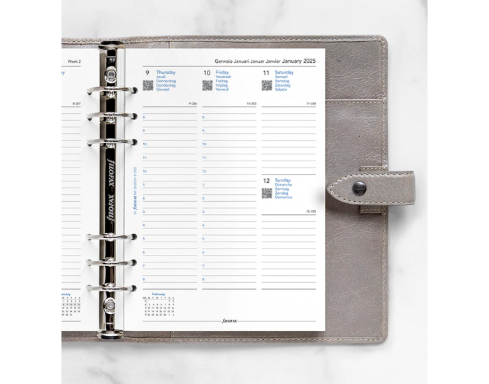 Filofax Пълнител за органайзер Classic, А5, за 2025 година, 1 седмица на 2 страници, вертикален Filofax Пълнител за органайзер Classic, А5, за 2025 година, 1 седмица на 2 страници, вертикален