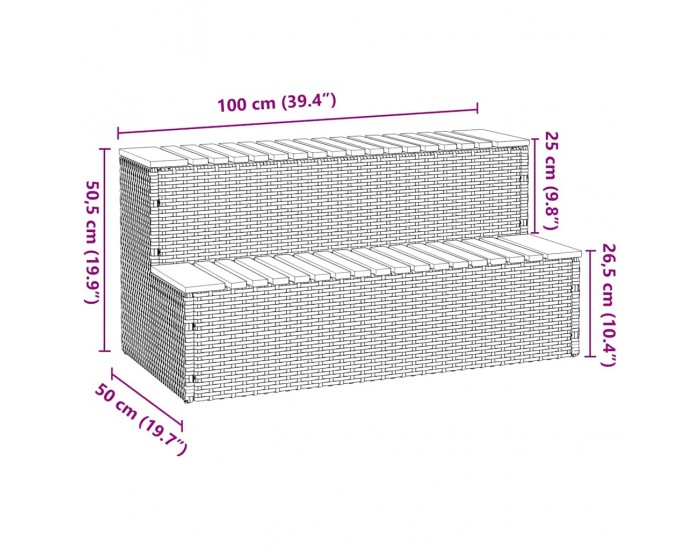 Sonata H Стъпало за джакузи сиво 100x50x50,5 cm Поли ратан Sonata H Стъпало за джакузи сиво 100x50x50,5 cm Поли ратан