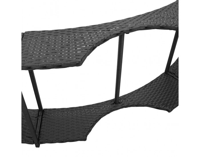 Sonata H Покрив за джакузи със склад и дървена стъпка черен полиратан