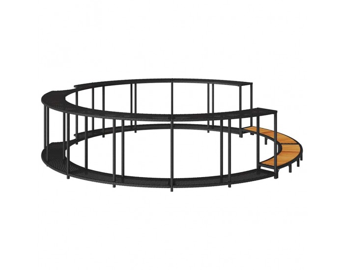 Sonata H Покрив за джакузи със склад и дървена стъпка черен полиратан