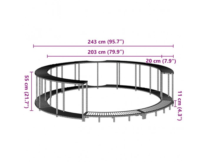 Sonata H Покрив за джакузи със склад и дървена стъпка черен полиратан